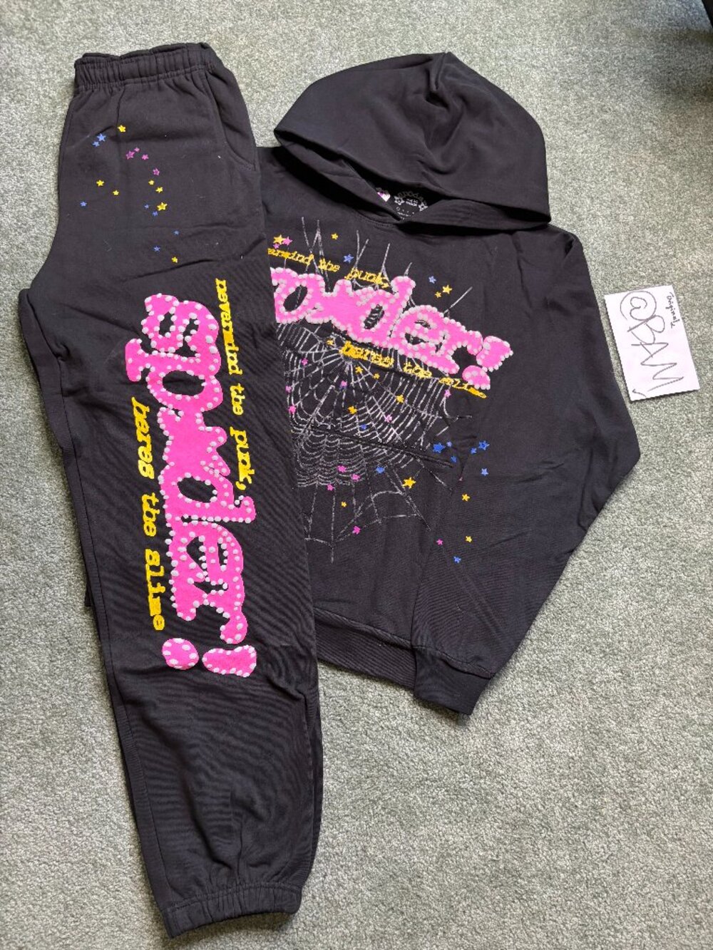 Sp5der Full Spider (Sp*der) Hoodie and Joggers Set - Black